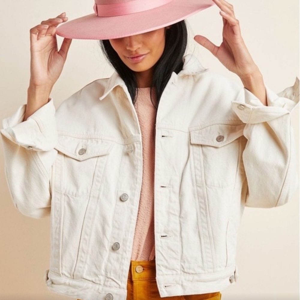 Agolde Charli oversized denim jacket, cream, sized medium